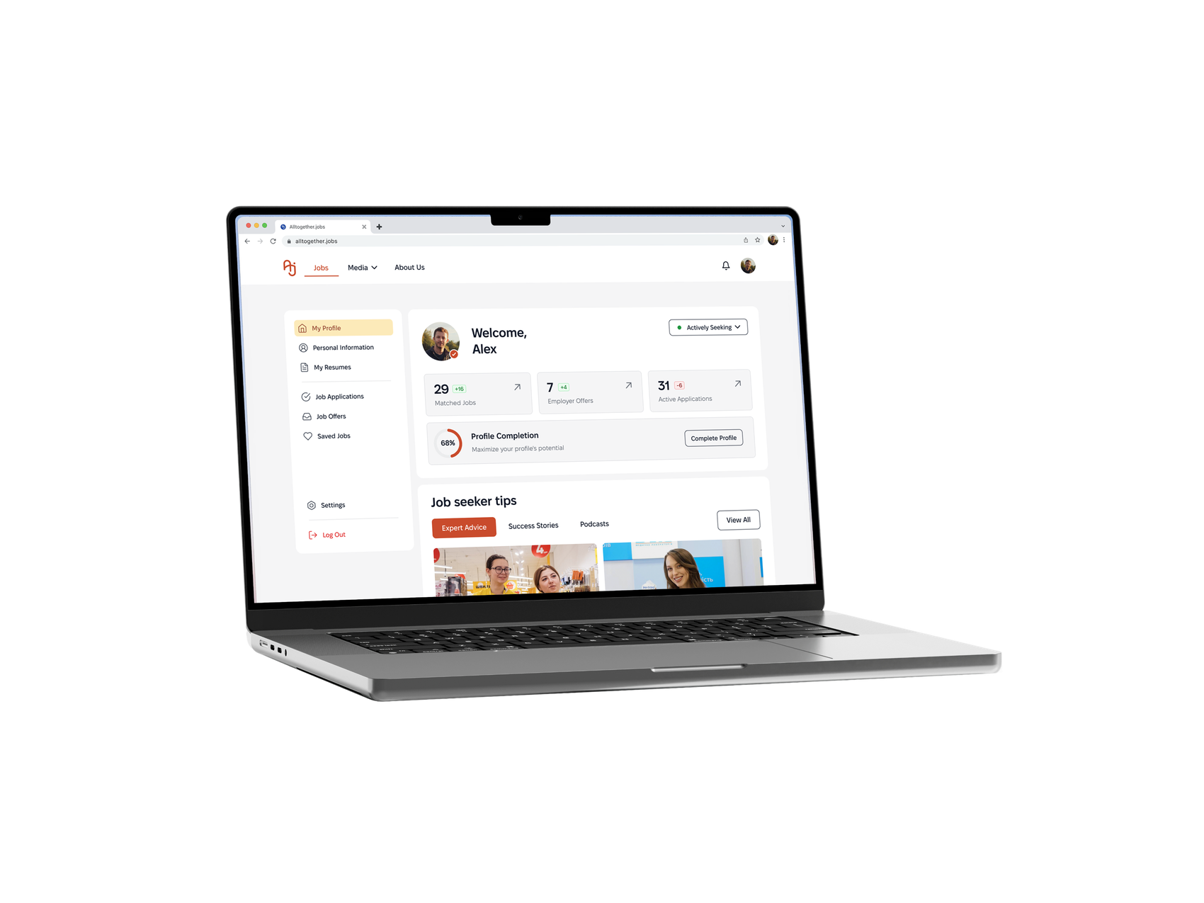 ATJ platform shown on a laptop