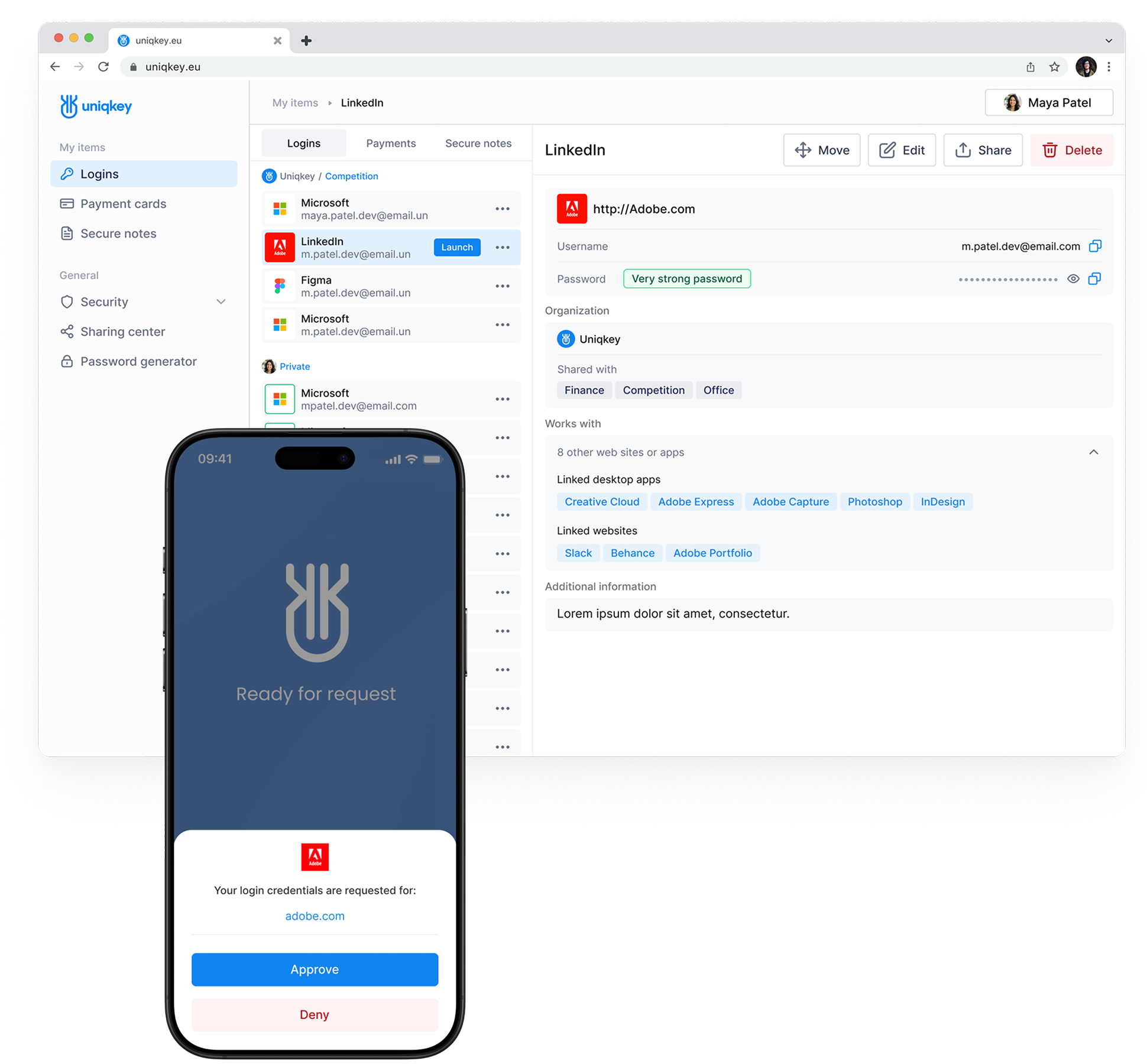 Browser extension login request approved from the mobile app
