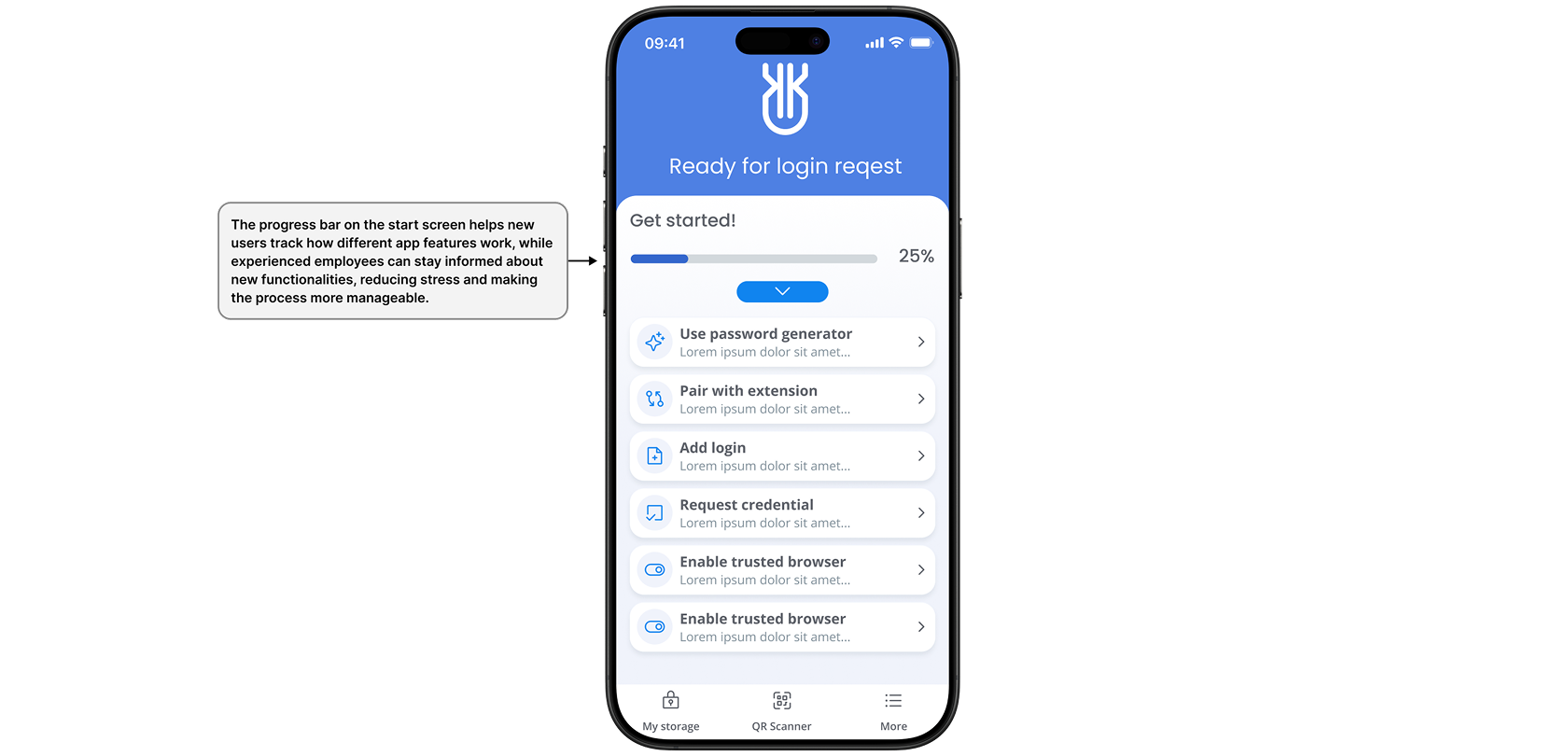 Startup onboarding checklist with a completion progress bar